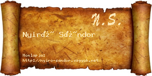 Nyirő Sándor névjegykártya